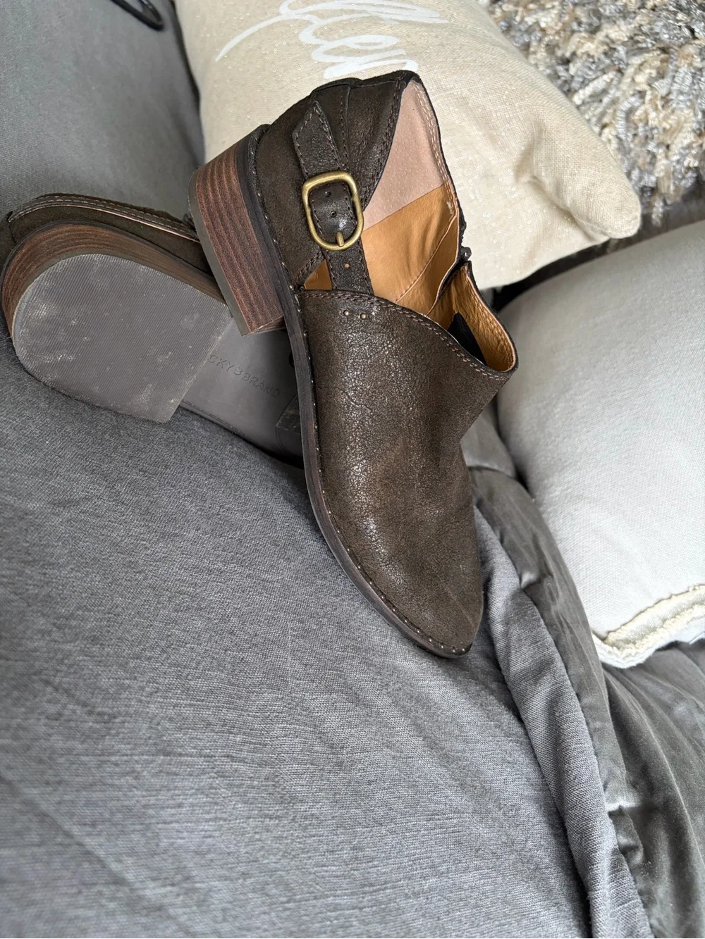 Lucky Brand Womens Distressed Brown Chukka Boots with Side Buckle